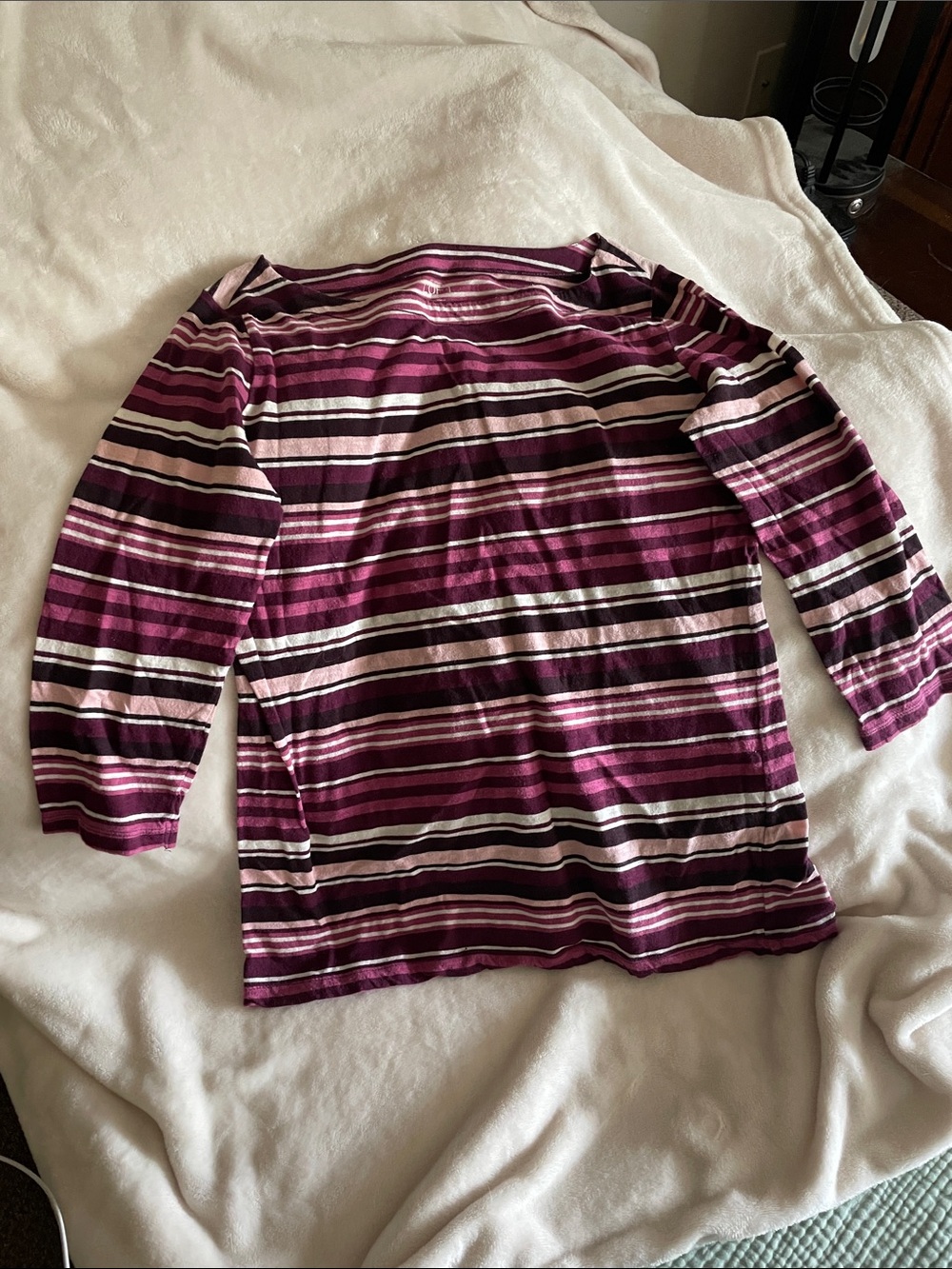 LOFT Striped Long Sleeve Tee in Pink and Purple